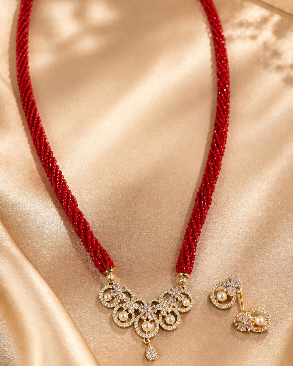 Gold-Plated Pendant & Pearls