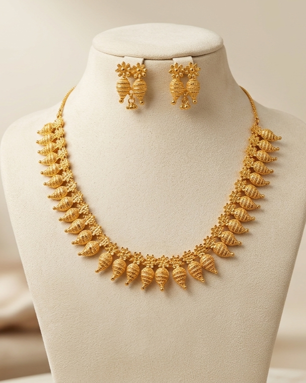 Golden Heritage Leaf Drop Necklace Set