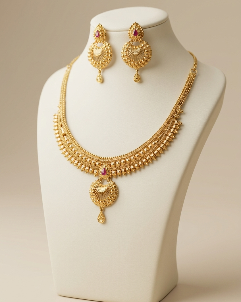 Regal Ruby Drop Heritage Necklace Set