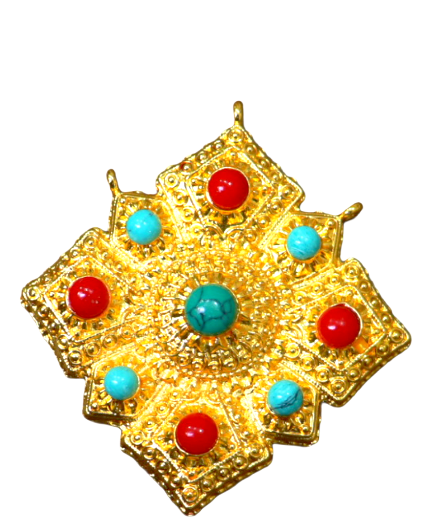 Tibetan Ghau Amulet Box Pendant | Turquoise & Coral